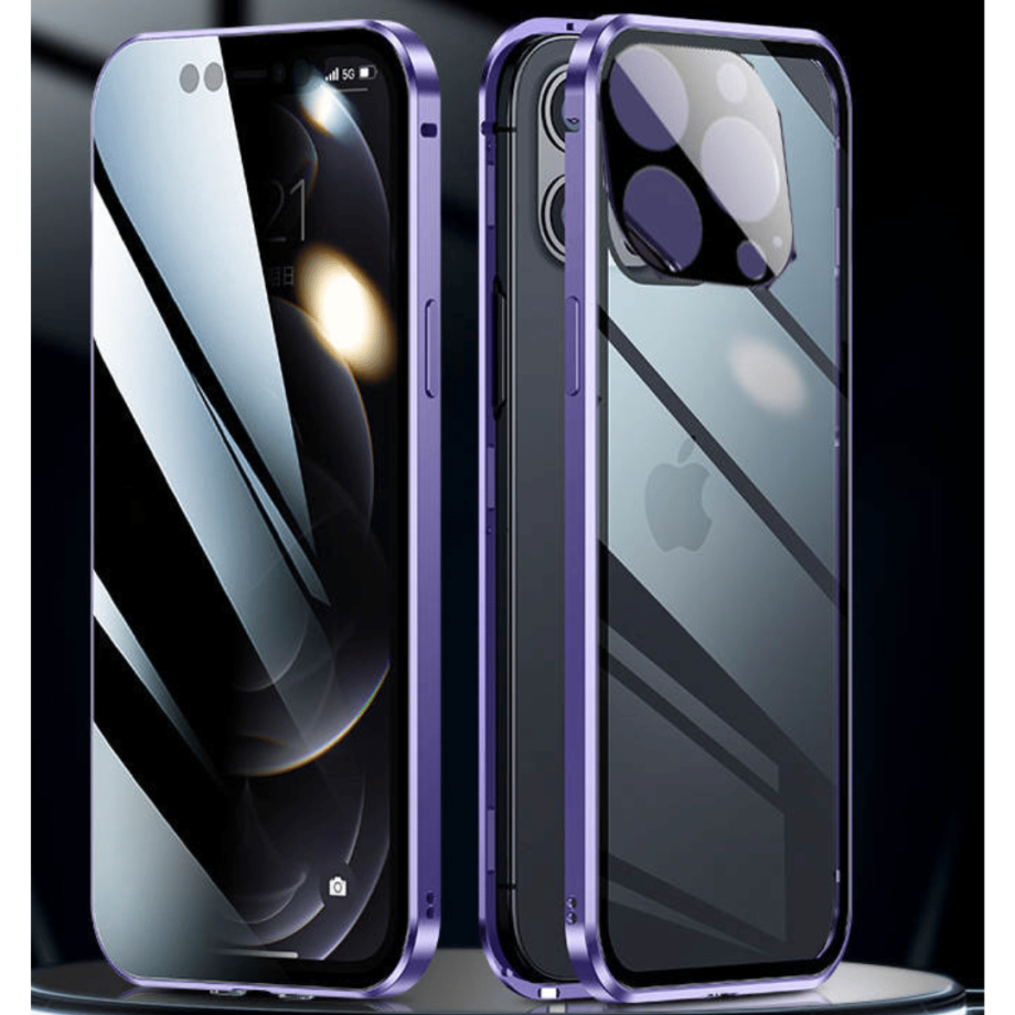 Double Glass Privacy Screen Metal Magnetic Magsafe Case for iPhone✈️Free Shipping Today!