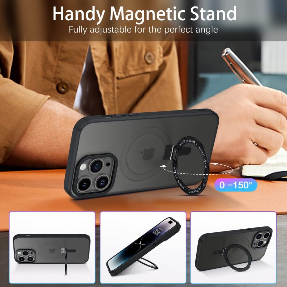 180° Foldable Magnetic Ring Stand Metal lens Translucent iPhone Case ✅Compatible with Magsafe