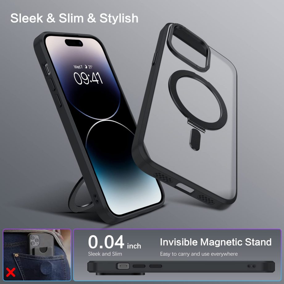 180° Foldable Magnetic Ring Stand Metal lens Translucent iPhone Case ✅Compatible with Magsafe