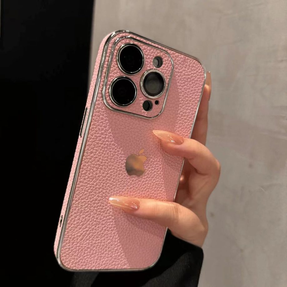 luxury leather case for iPhone ✅Camera Lens Protection