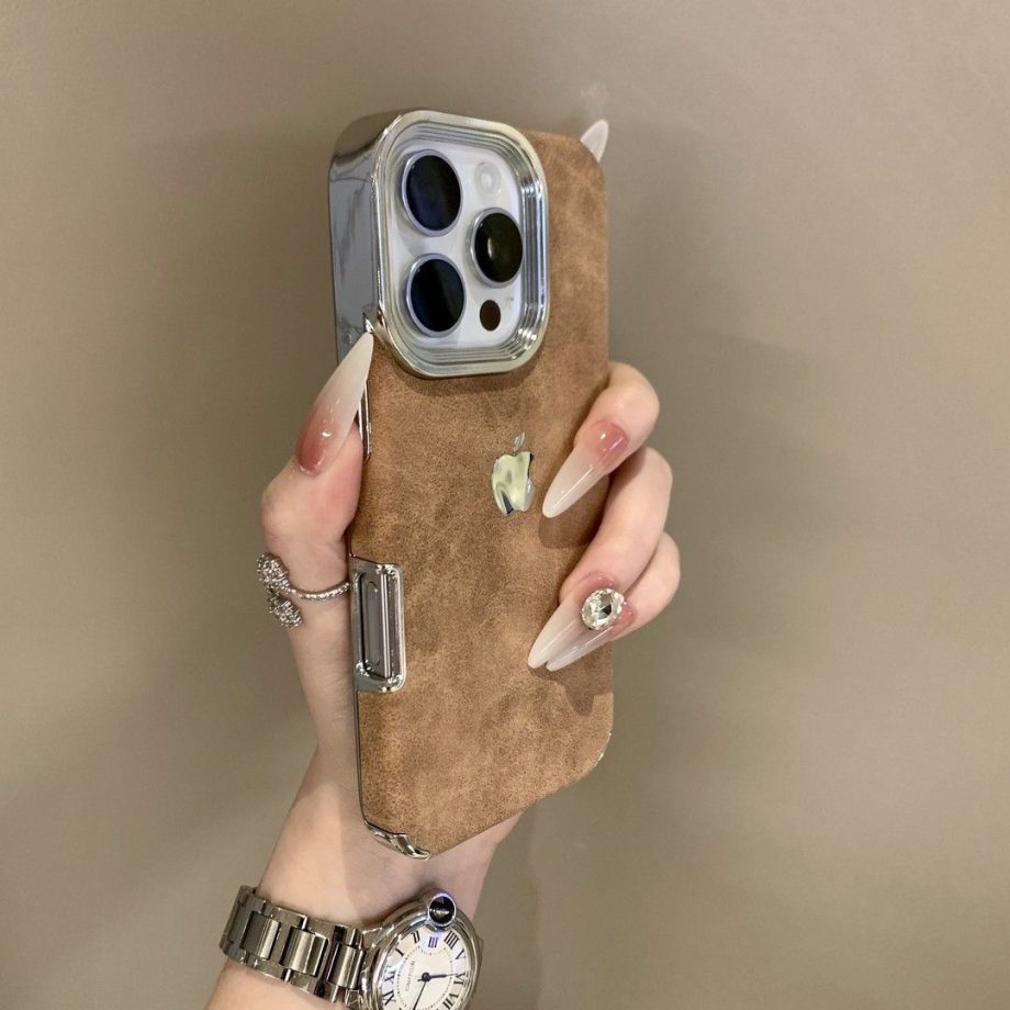 Leather electroplated border case for iPhone