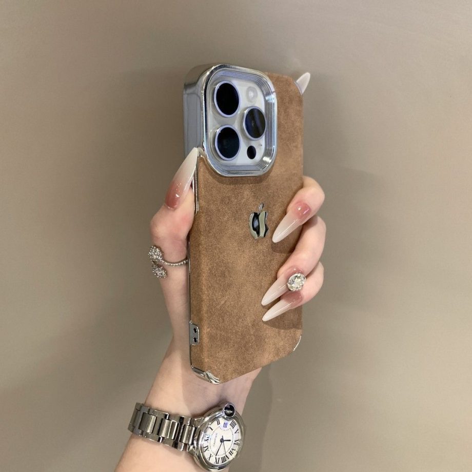 Leather electroplated border case for iPhone