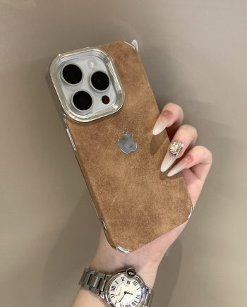 Leather electroplated border case for iPhone