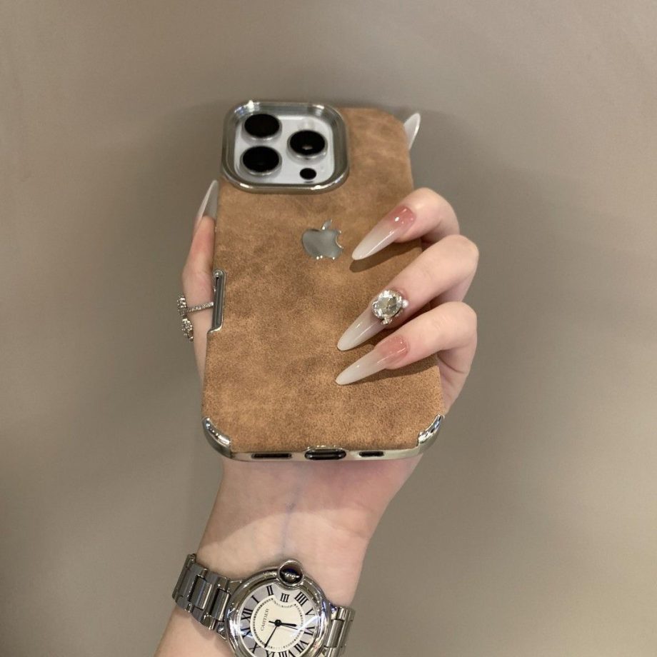 Leather electroplated border case for iPhone
