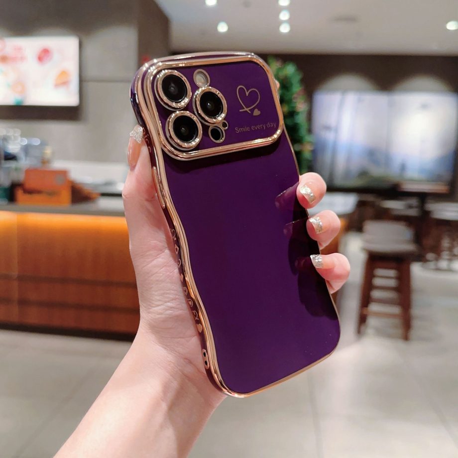 Cute Wave Shape with Love Heart Raised Camera Protection case for iPhone