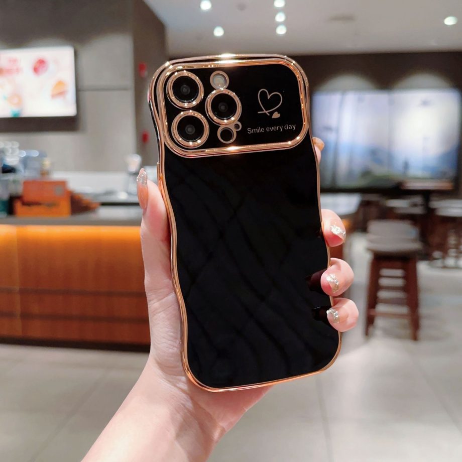 Cute Wave Shape with Love Heart Raised Camera Protection case for iPhone