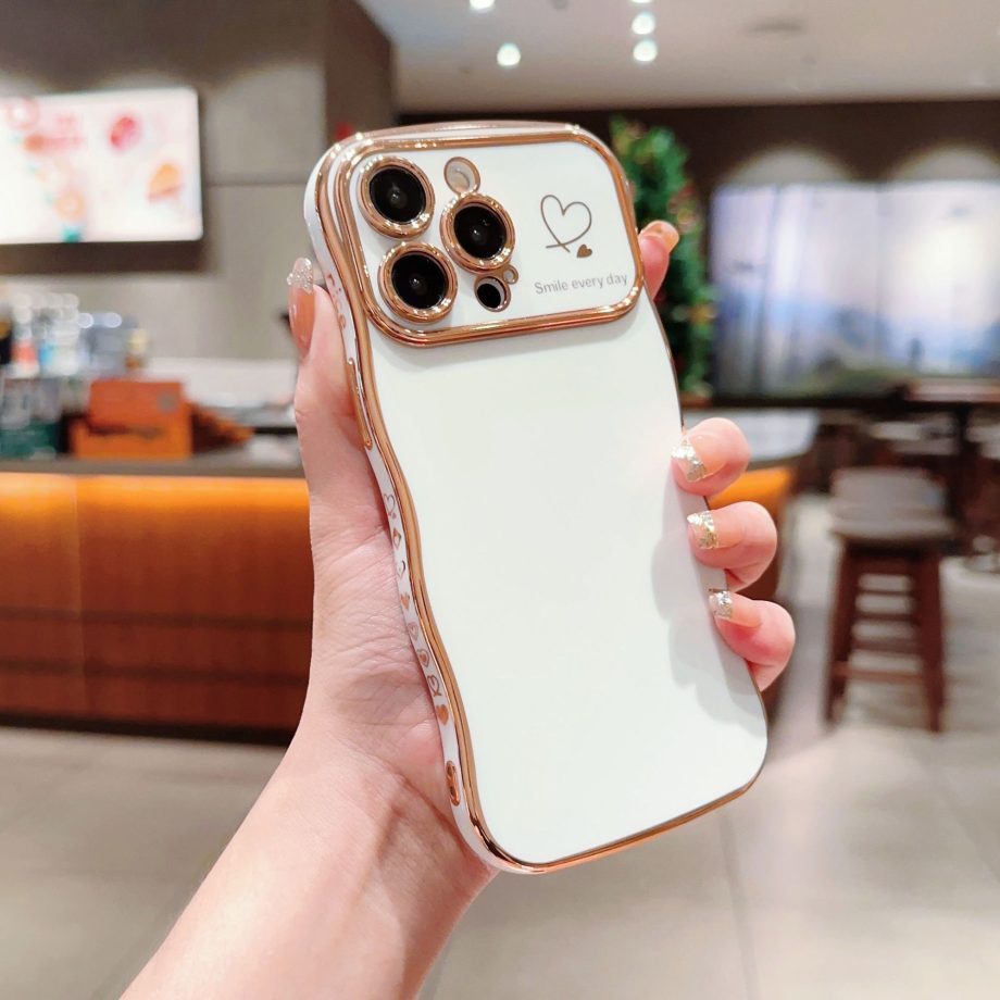 Cute Wave Shape with Love Heart Raised Camera Protection case for iPhone