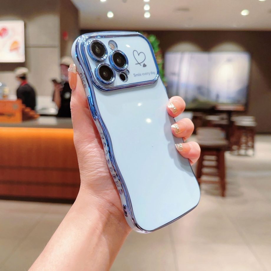 Cute Wave Shape with Love Heart Raised Camera Protection case for iPhone