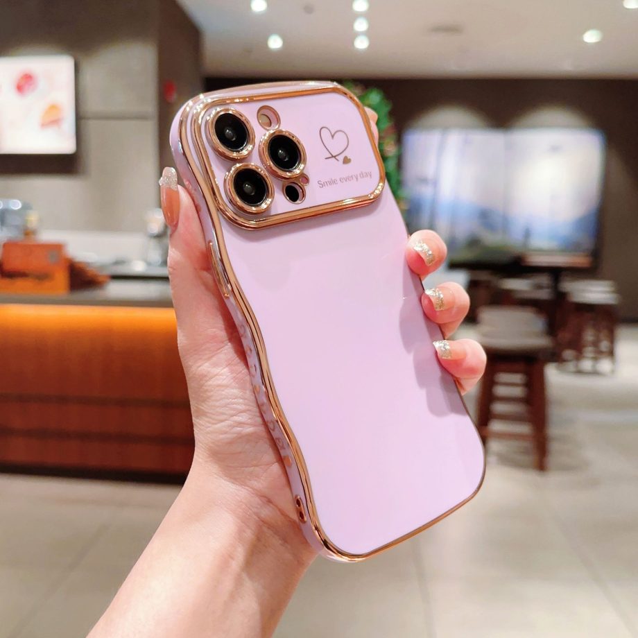 Cute Wave Shape with Love Heart Raised Camera Protection case for iPhone