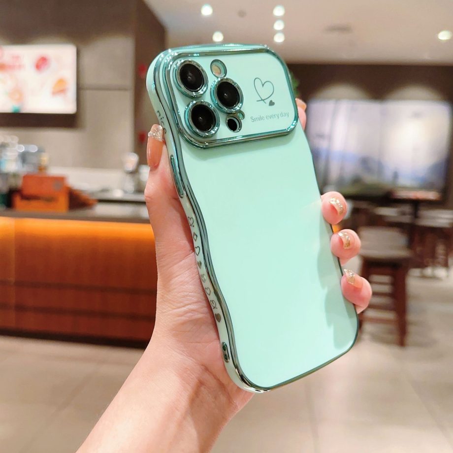 Cute Wave Shape with Love Heart Raised Camera Protection case for iPhone