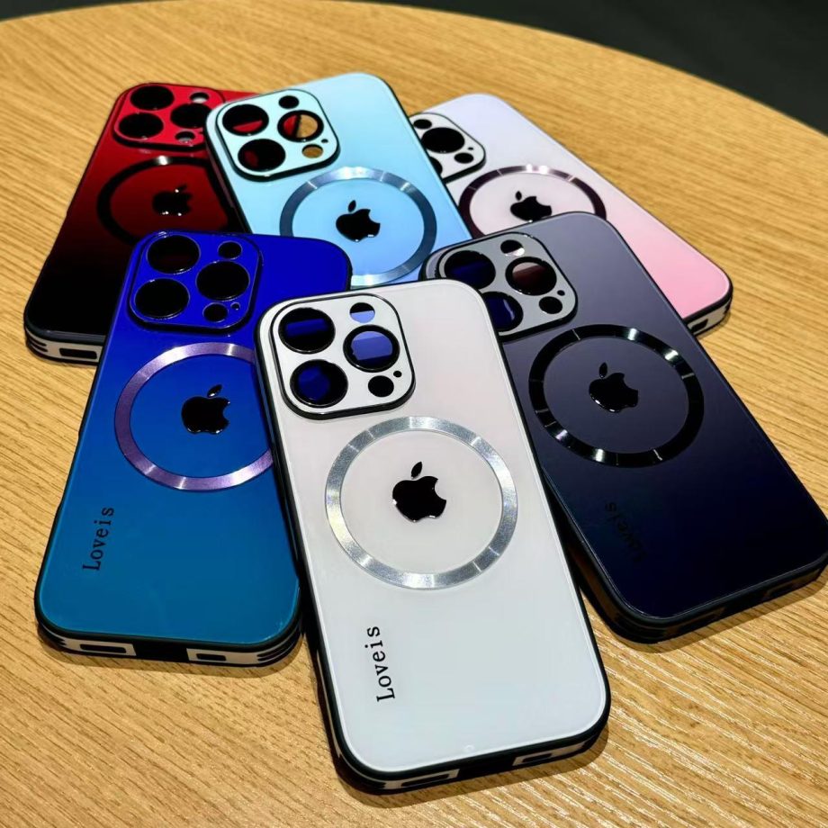 Gradient Glass Silicone Lens Protection Case for iPhone