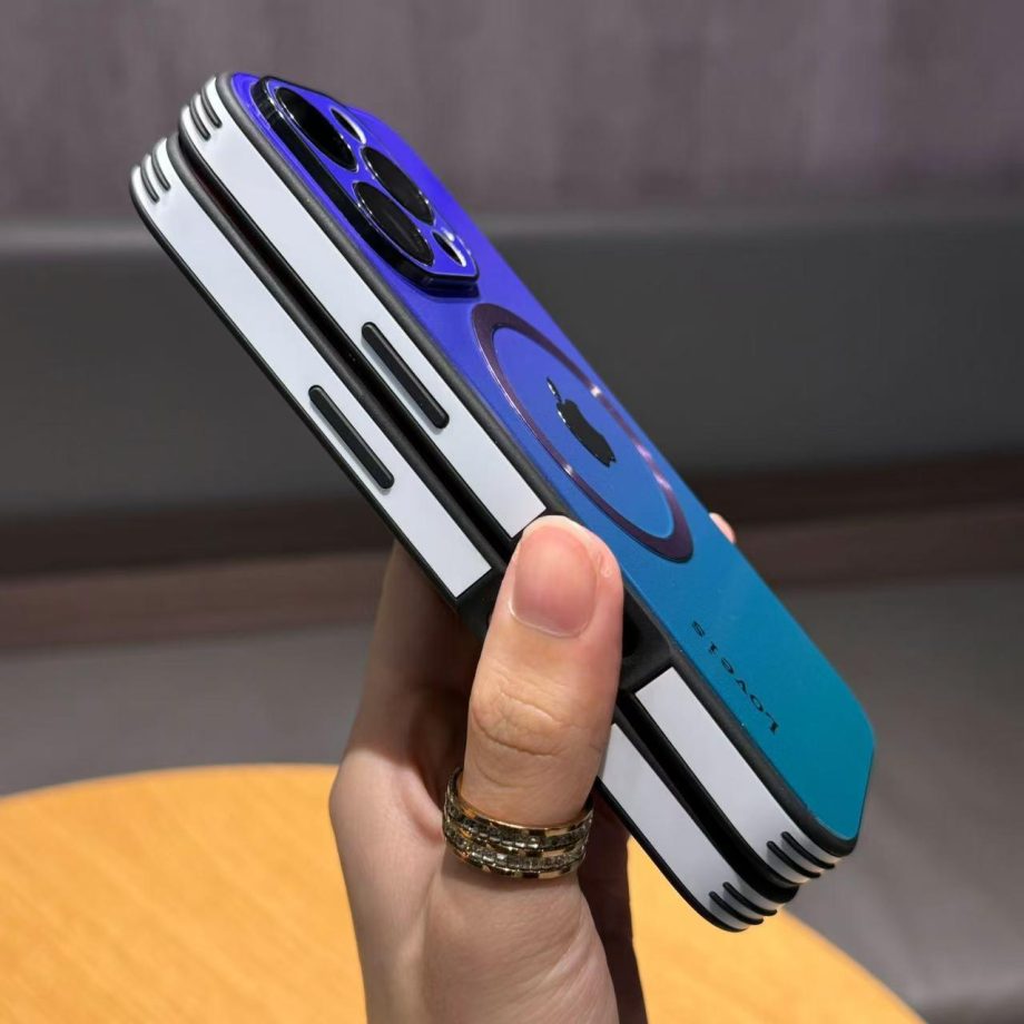 Gradient Glass Silicone Lens Protection Case for iPhone