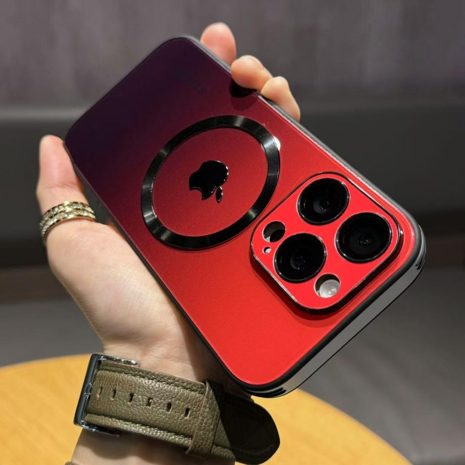 Gradient Glass Silicone Lens Protection Case for iPhone