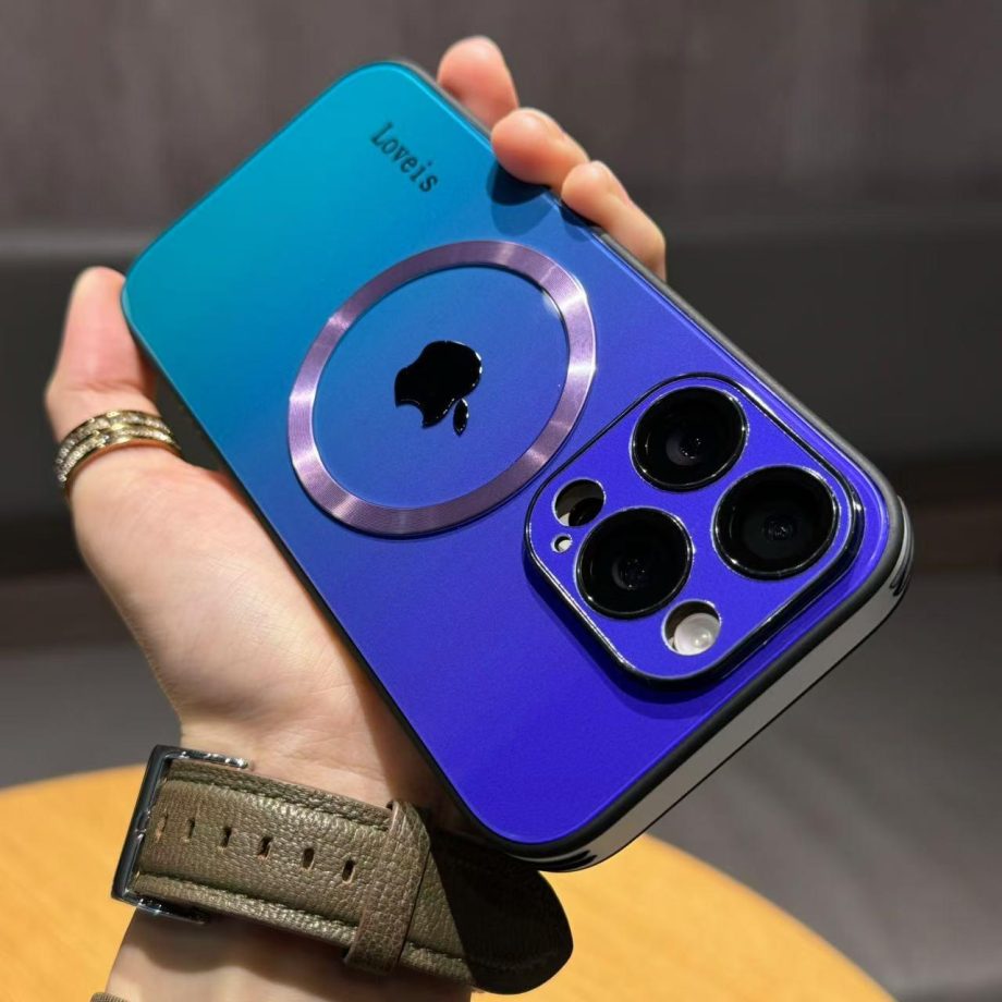 Gradient Glass Silicone Lens Protection Case for iPhone