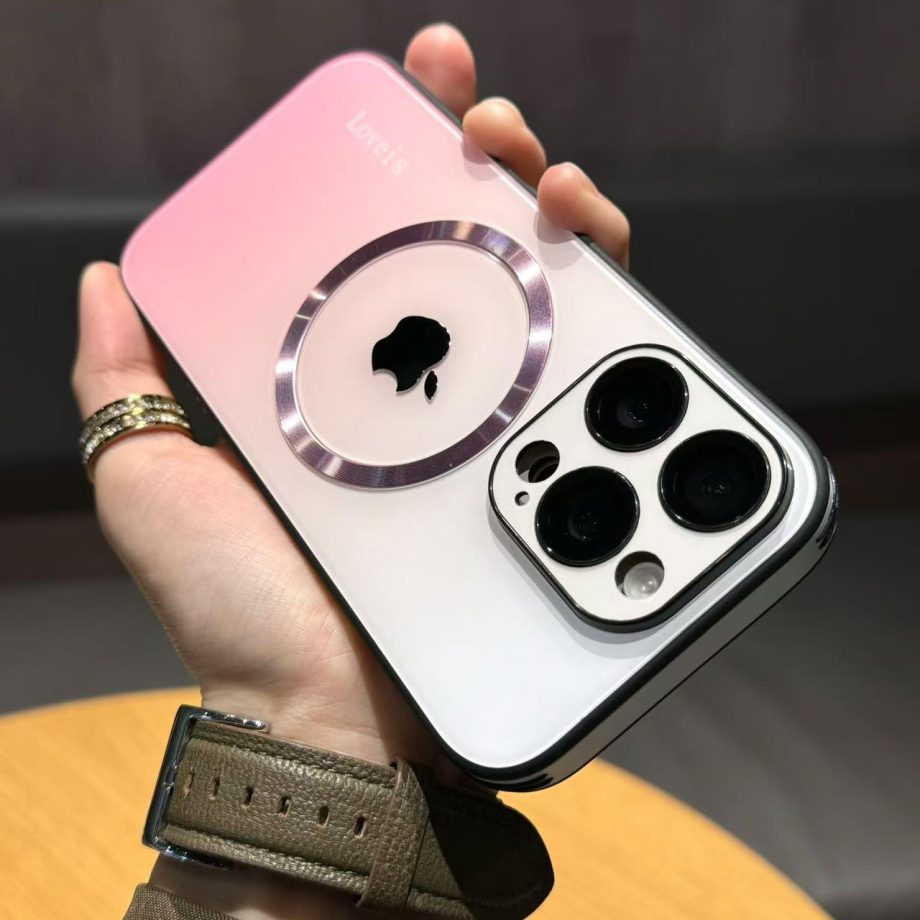 Gradient Glass Silicone Lens Protection Case for iPhone