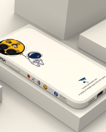 Cute Astronaut Liquid Silicone Case For iPhone