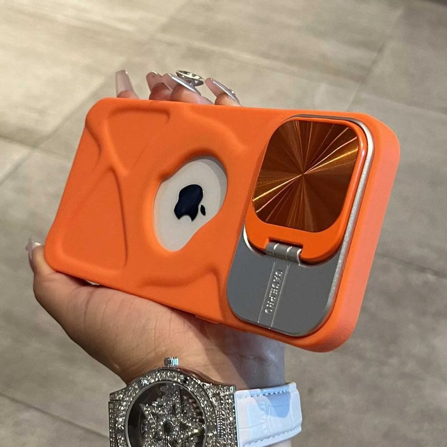 Lens Protection Flip Bracket Soft Case for iPhone