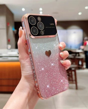 Gradient Glitter Love Heart Soft Case For iPhone