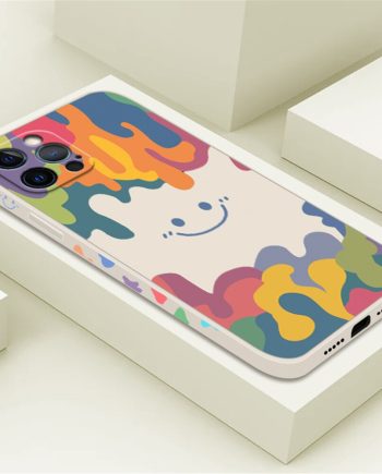 Smiley Graffiti Square Silicone Case For iPhone