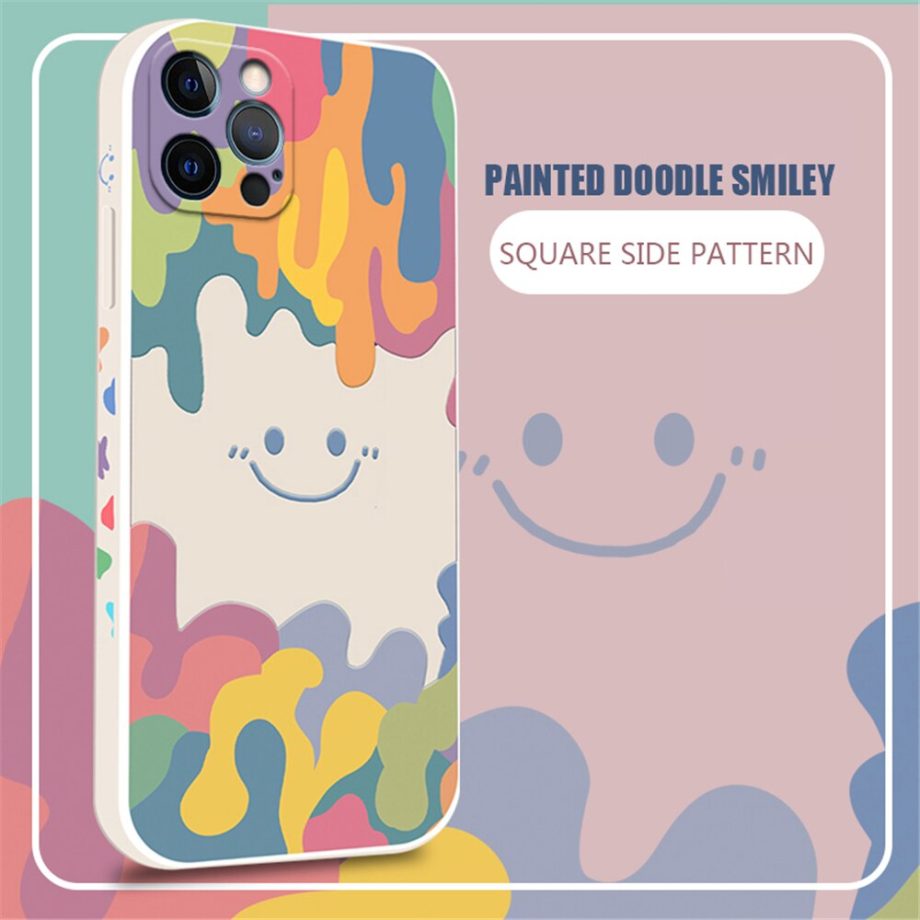 Smiley Graffiti Square Silicone Case For iPhone