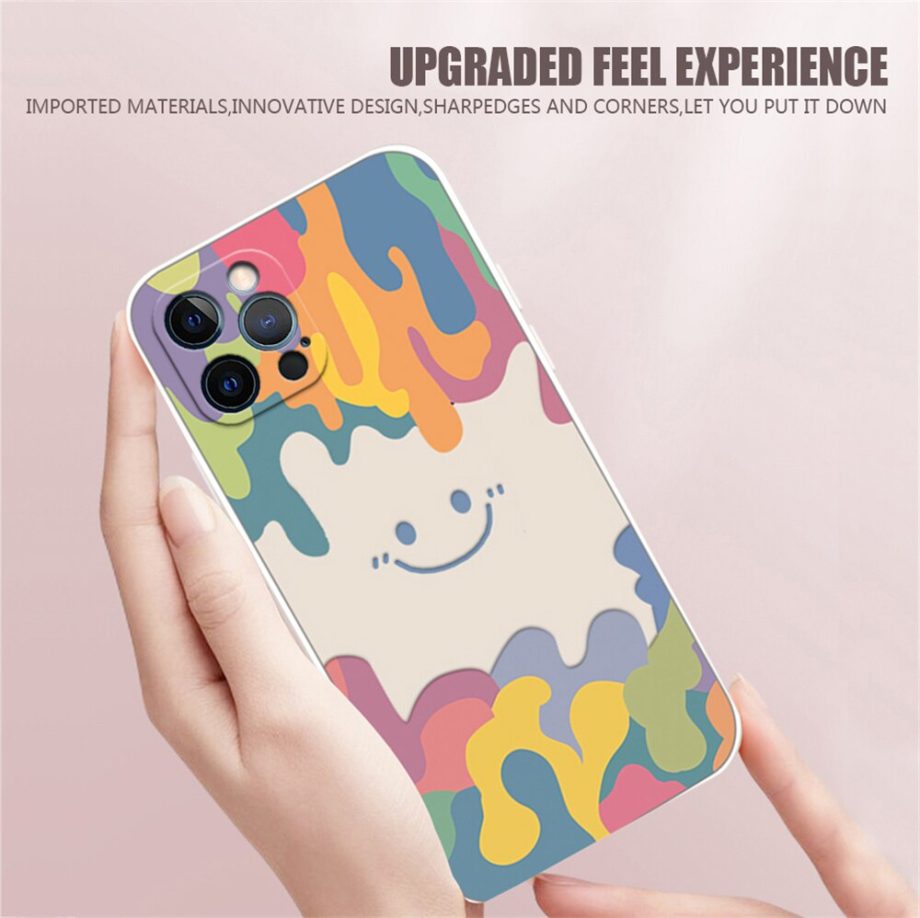 Smiley Graffiti Square Silicone Case For iPhone