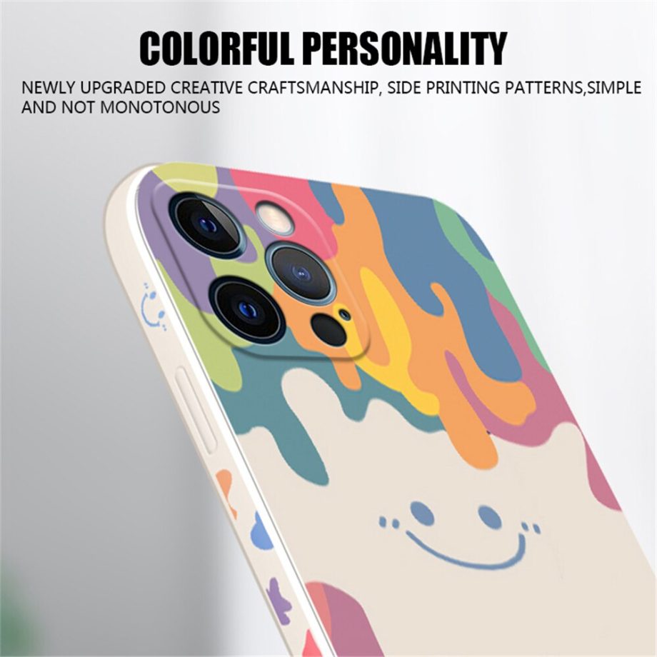 Smiley Graffiti Square Silicone Case For iPhone
