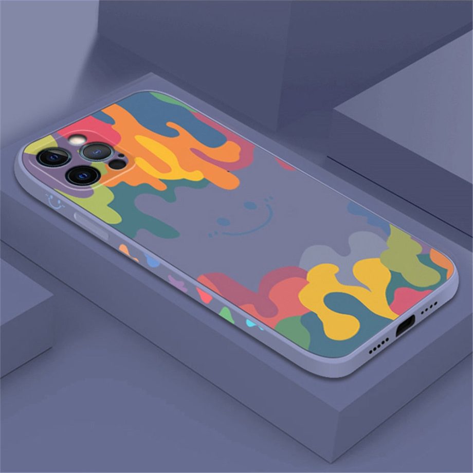 Smiley Graffiti Square Silicone Case For iPhone