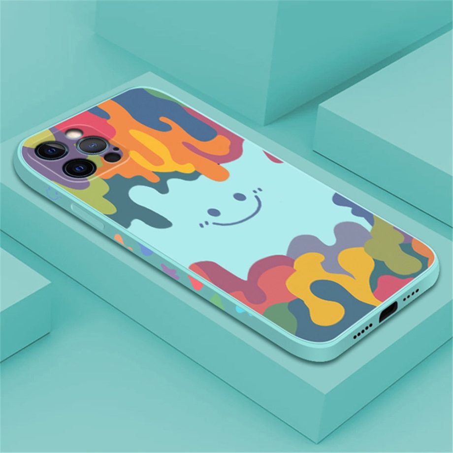 Smiley Graffiti Square Silicone Case For iPhone