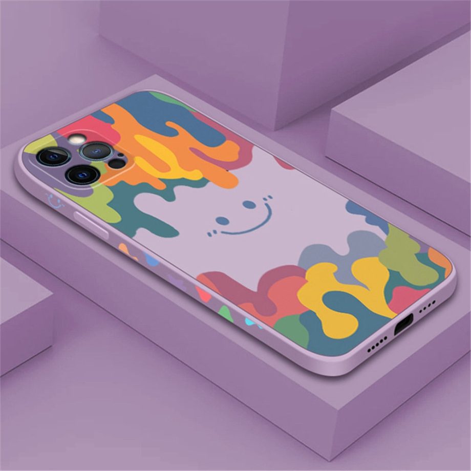 Smiley Graffiti Square Silicone Case For iPhone