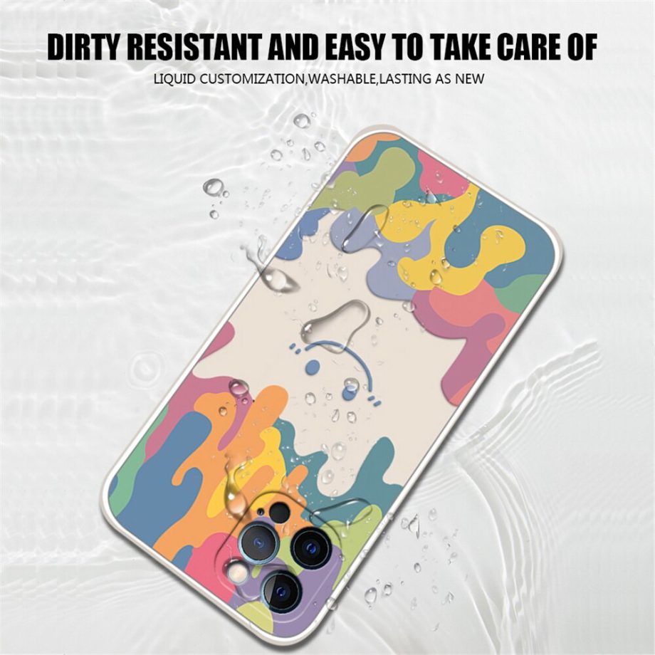 Smiley Graffiti Square Silicone Case For iPhone
