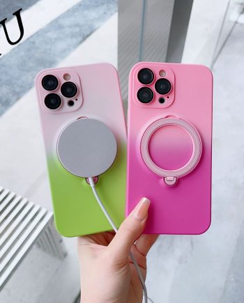 Gradient Magnetic Stand Soft Case for iPhone
