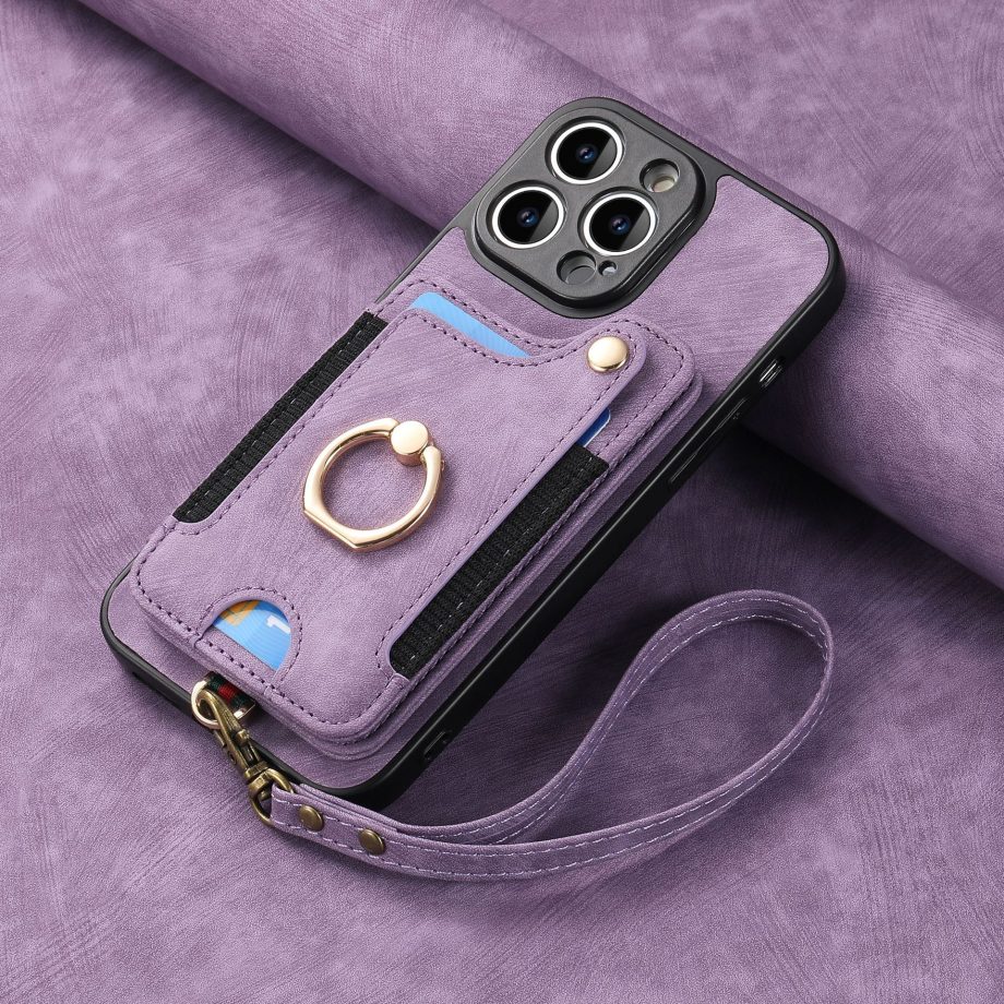 Lanyard Ring Holder Wallet Case for iPhone
