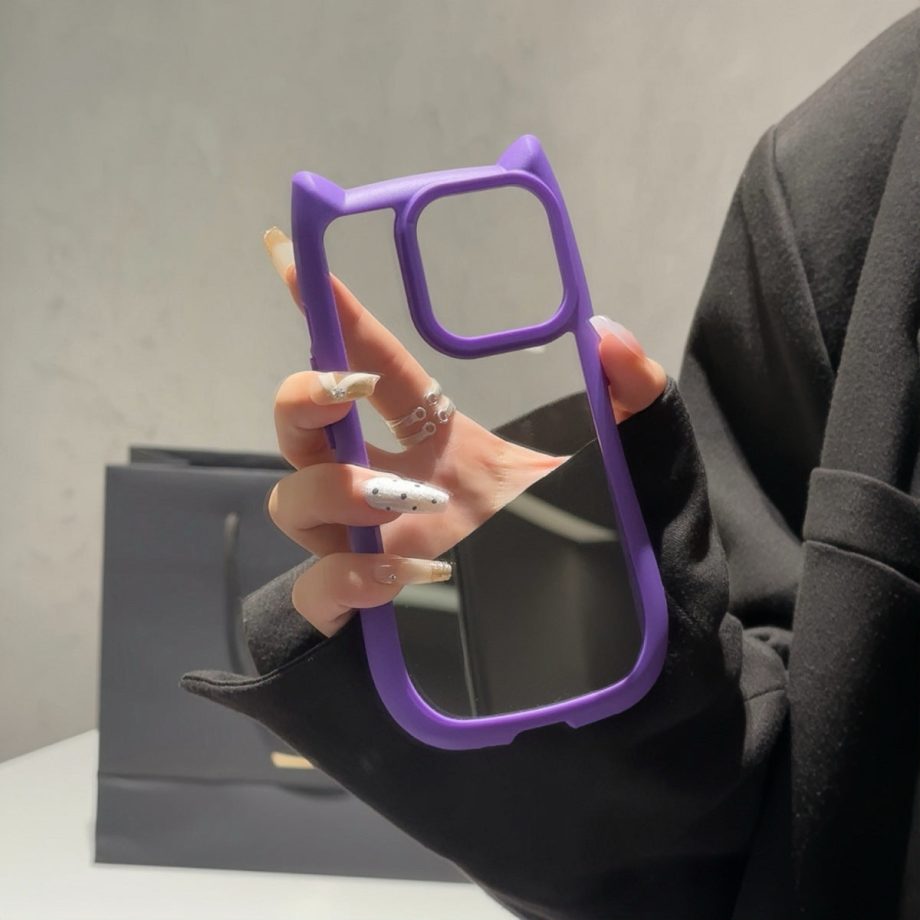 Cute Cat Ears Transparent Case for iPhone