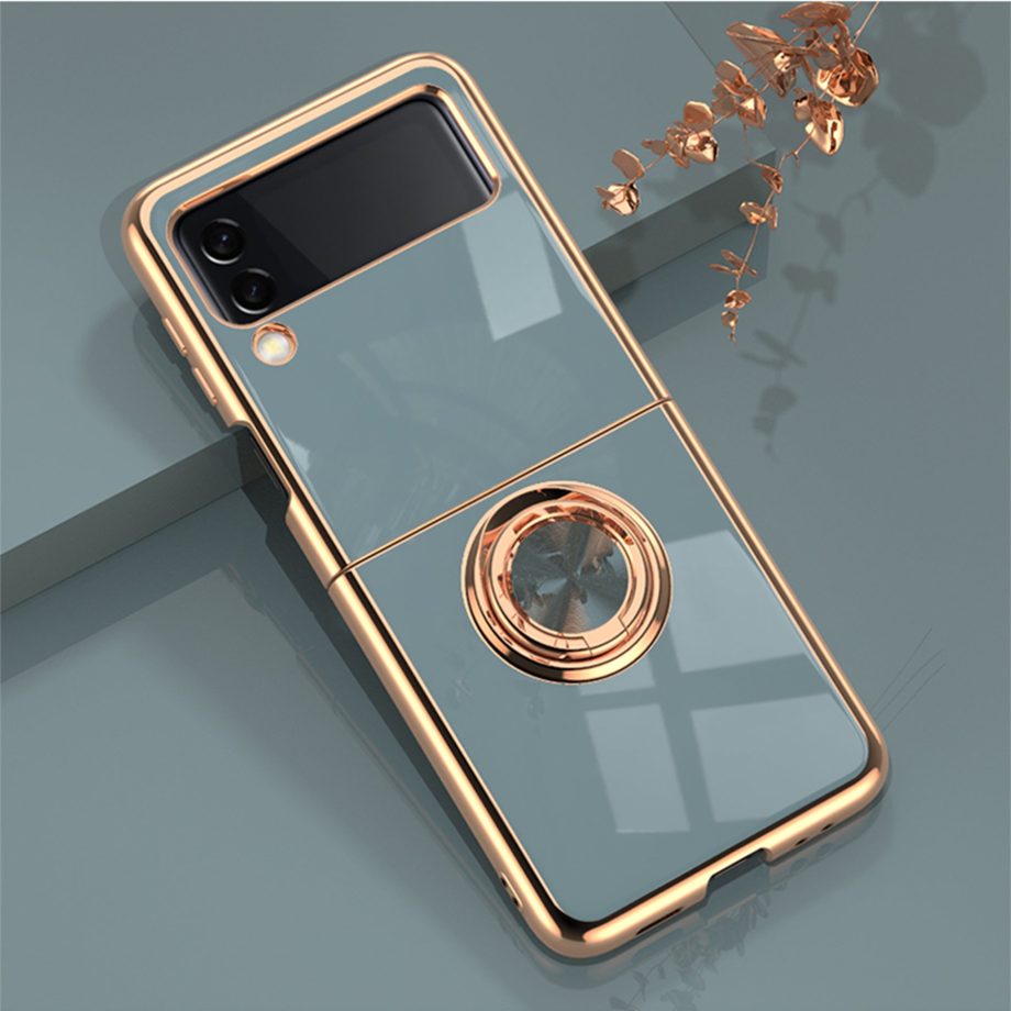 Plating Finger Ring Holder Soft Case for Samsung Z Flip