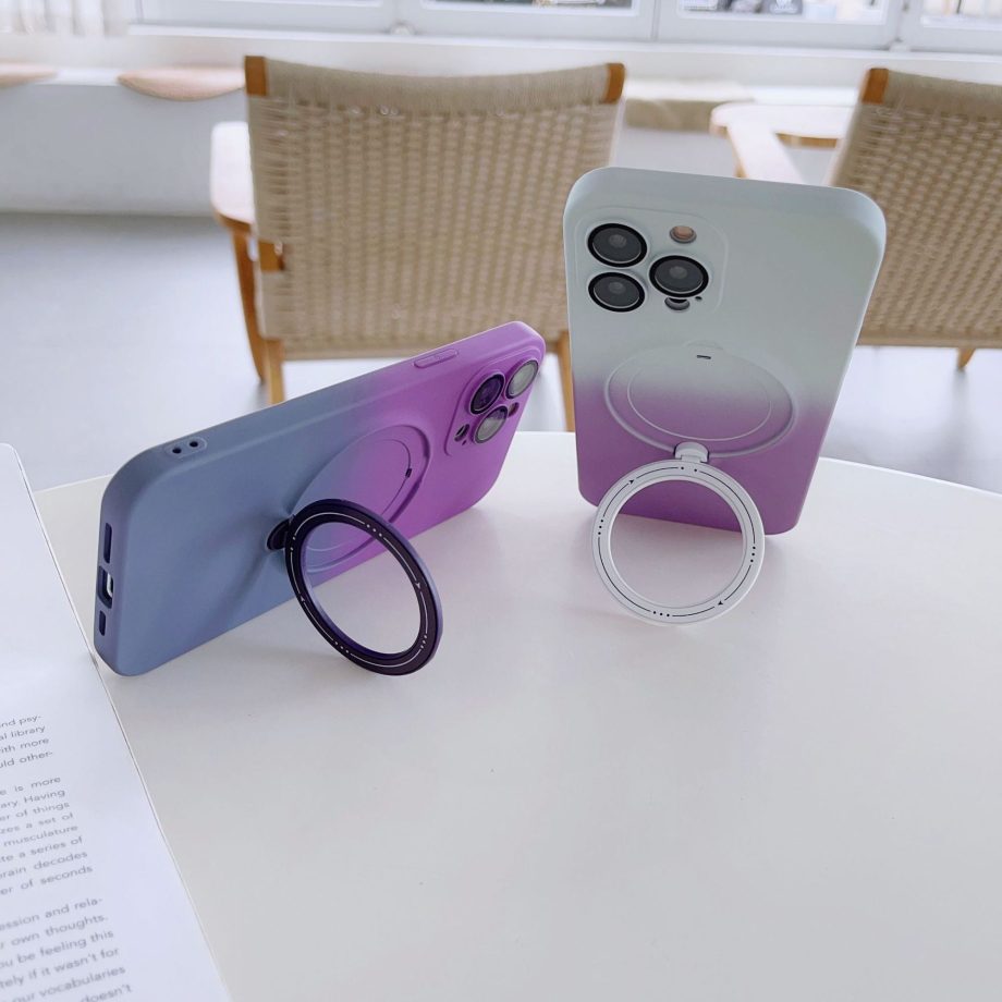 Gradient Magnetic Stand Soft Case for iPhone