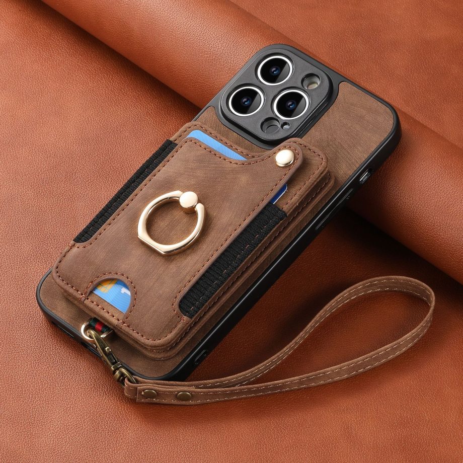 Lanyard Ring Holder Wallet Case for iPhone
