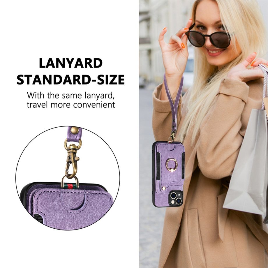 Lanyard Ring Holder Wallet Case for iPhone