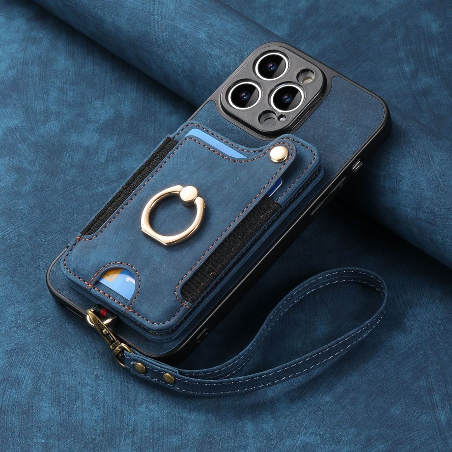 Lanyard Ring Holder Wallet Case for iPhone