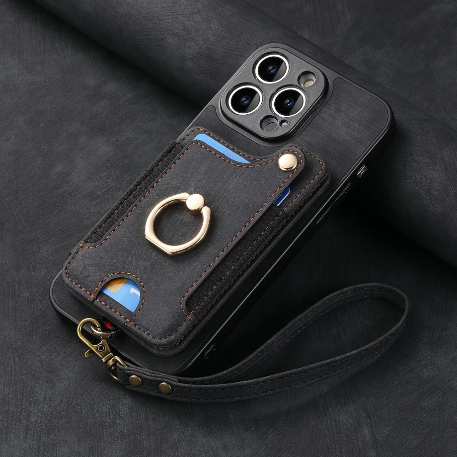 Lanyard Ring Holder Wallet Case for iPhone