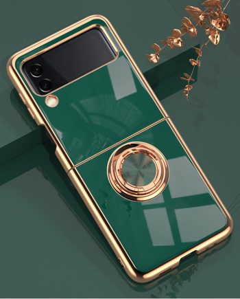 Plating Finger Ring Holder Soft Case for Samsung Z Flip