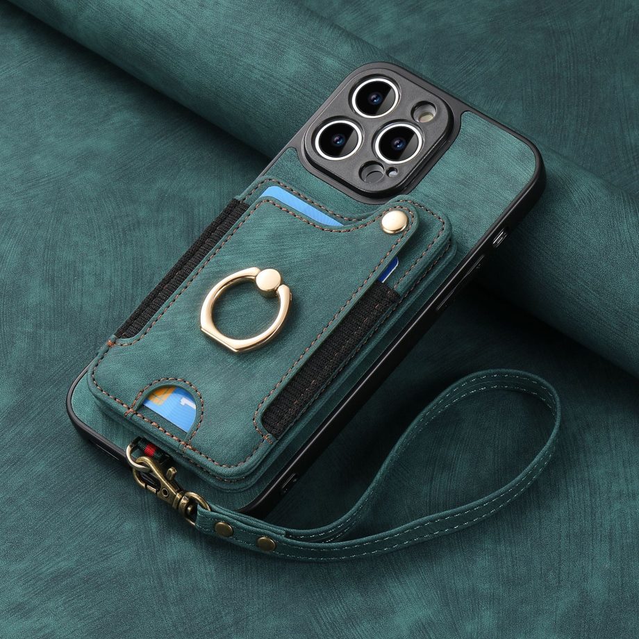 Lanyard Ring Holder Wallet Case for iPhone