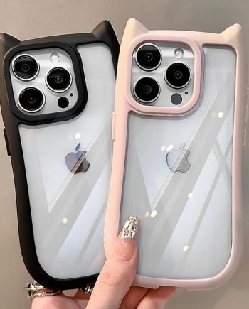 Cute Cat Ears Acrylic Clear Case for iPhone