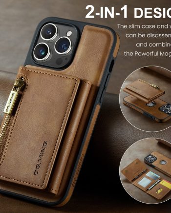 2 in 1 Magnetic Leather Wallet Case for iPhone