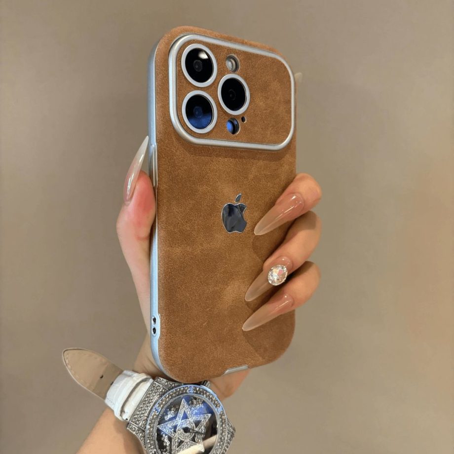 Large window leather velvet case for iPhone