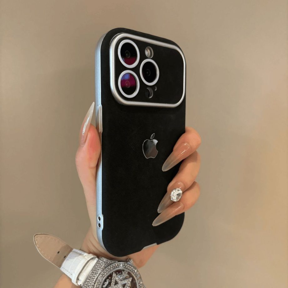 Large window leather velvet case for iPhone