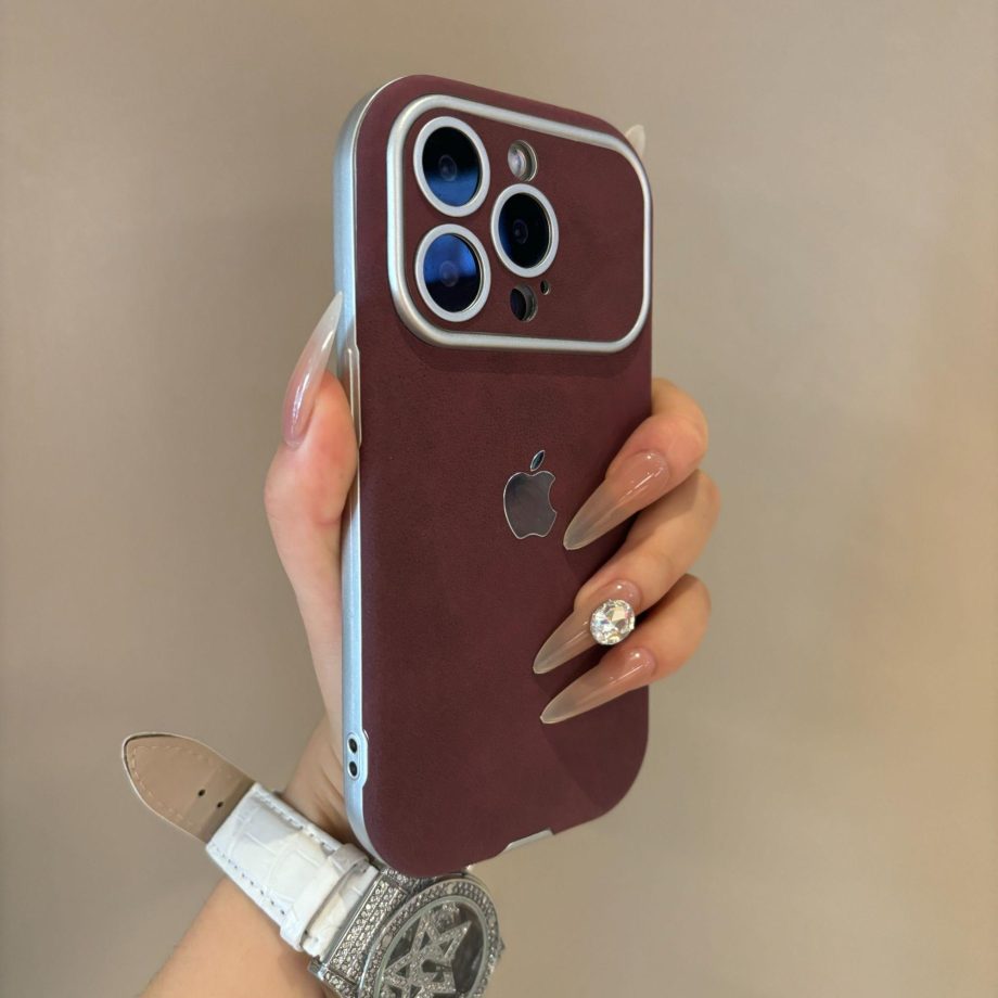 Large window leather velvet case for iPhone