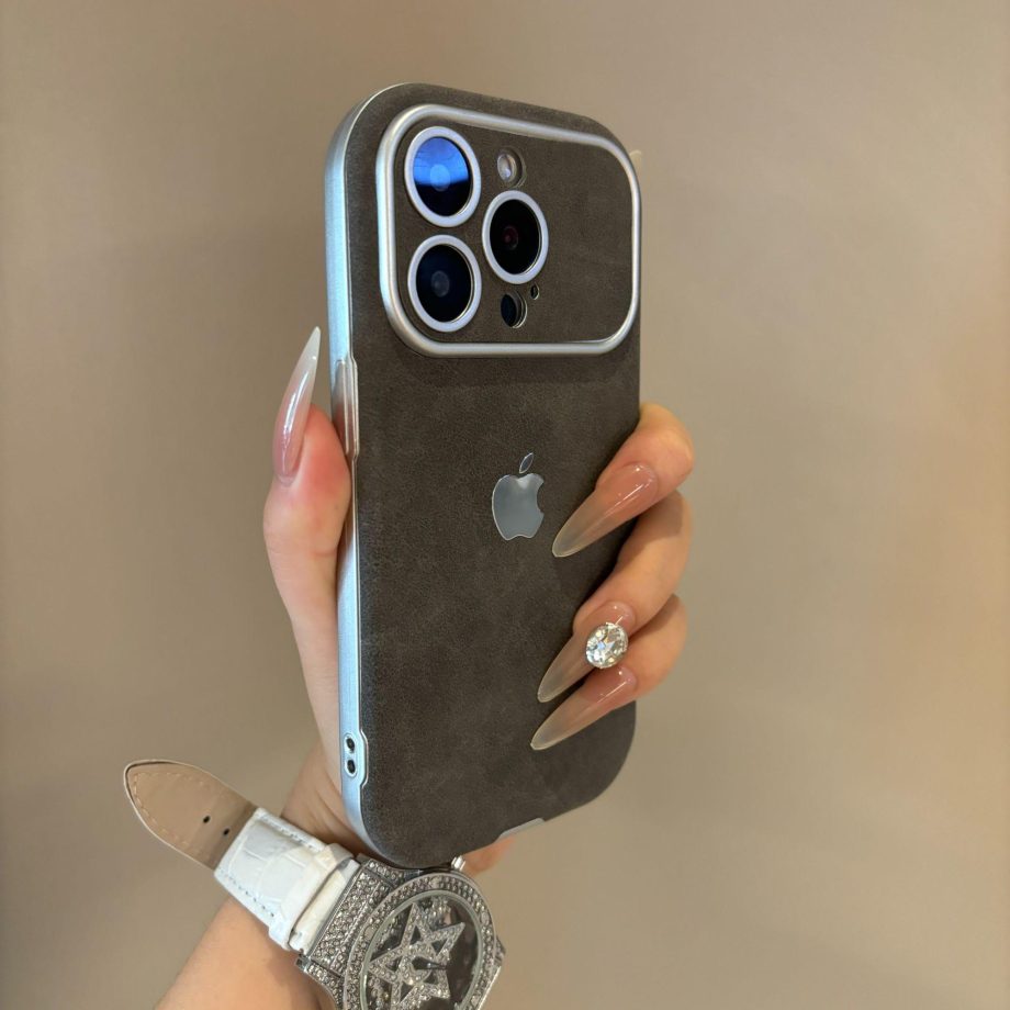 Large window leather velvet case for iPhone