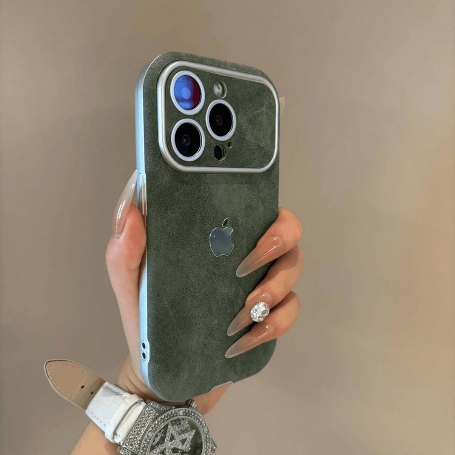 Large window leather velvet case for iPhone
