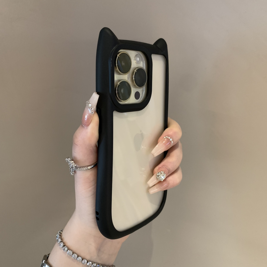 Cute Cat Ears Transparent Case for iPhone