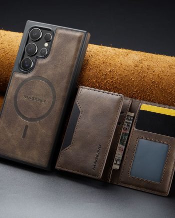 2 in 1 Magnetic Leather Wallet Case for Samsung